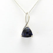 Alt View Sterling Silver Created Sapphire Trillion 3.4ct Necklace