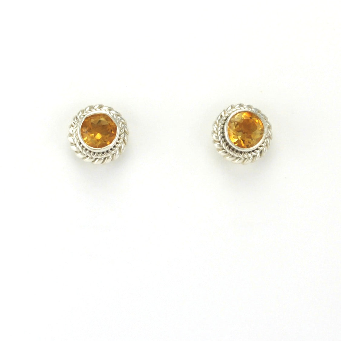 Alt View Sterling Silver Citrine 5mm Round Post Earrings