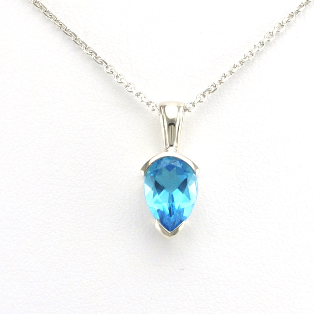 Alt View Sterling Silver Blue Topaz 7x10mm Pear Necklace
