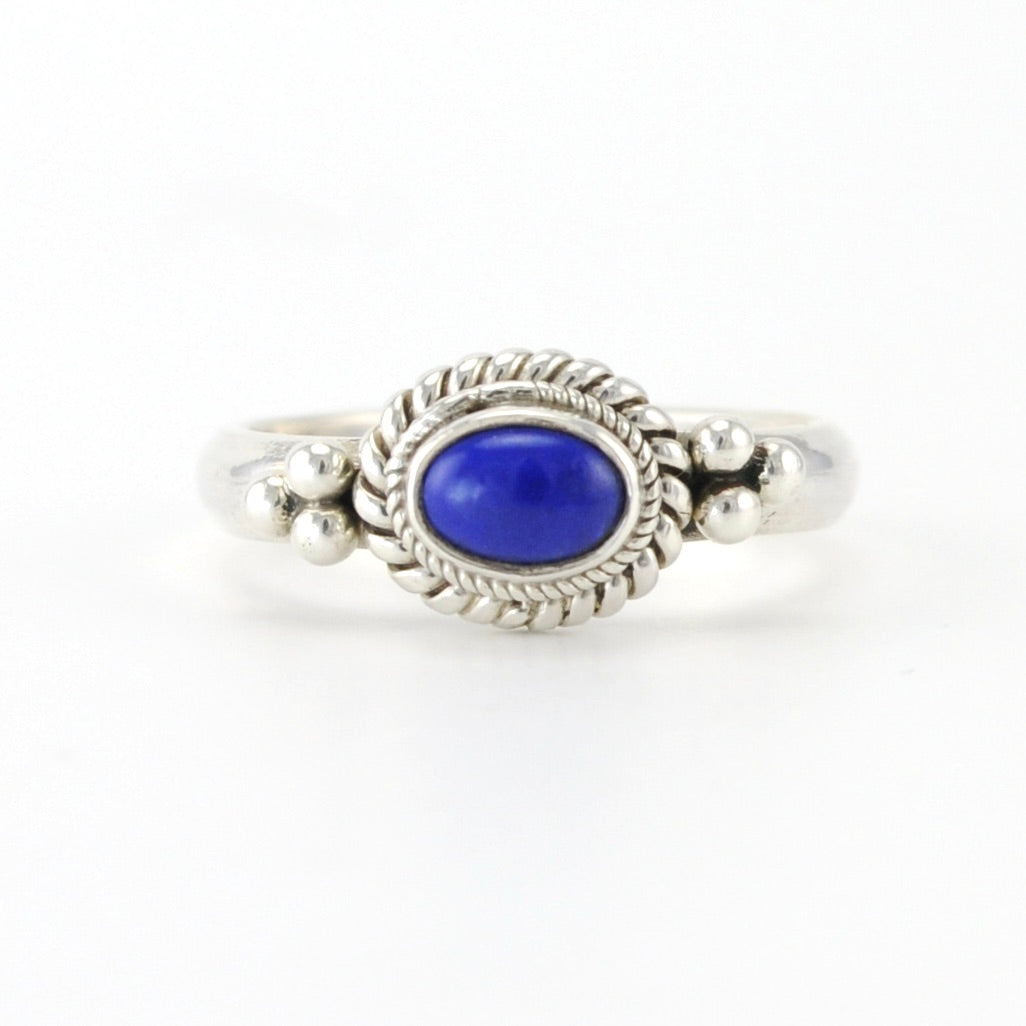Alt View Sterling Silver Lapis 4x6mm Oval Ring