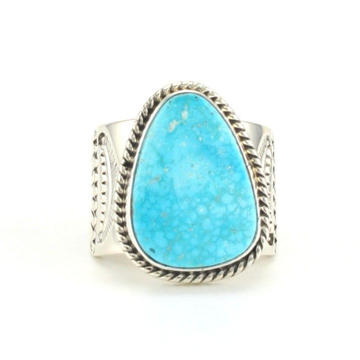 Sterling Silver Kingman Turquoise Ring Size 12 by Lyle Piaso