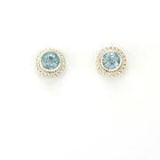 Alt View Sterling Silver Blue Topaz 6mm Round Post Earrings