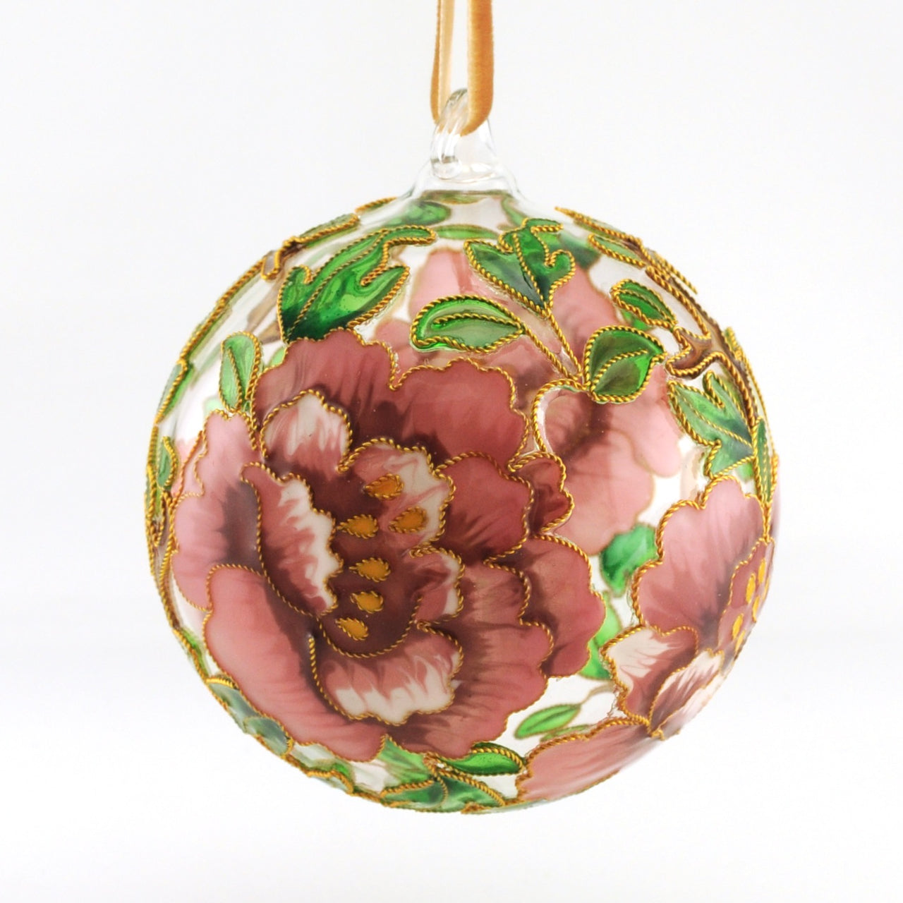 Peony Cloisonné Glass Ball Ornament