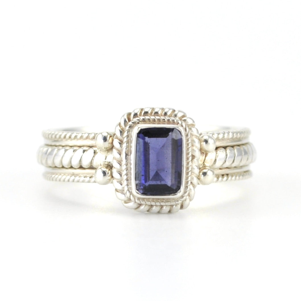 Sterling Silver Iolite 4x6mm Rectangle Rope
