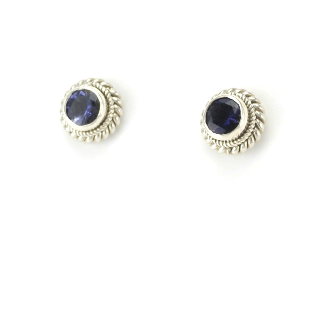 Sterling Silver Iolite 5mm Round Post Earrings
