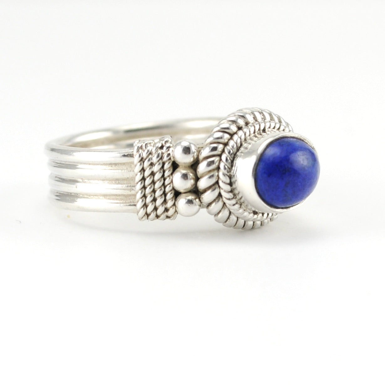 Side View Sterling Silver Lapis 6x8mm Oval Ring