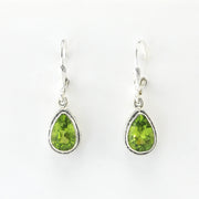 Alt View Sterling Silver Peridot 6x9mm Tear Bali Earrings