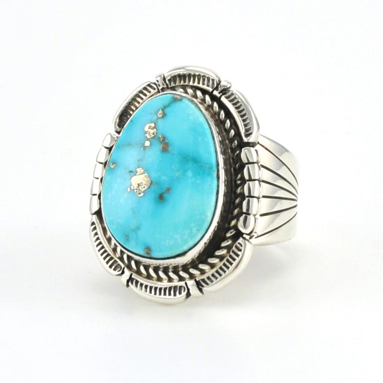 Sterling Silver Turquoise Ring Size 10 by Bennie Ration