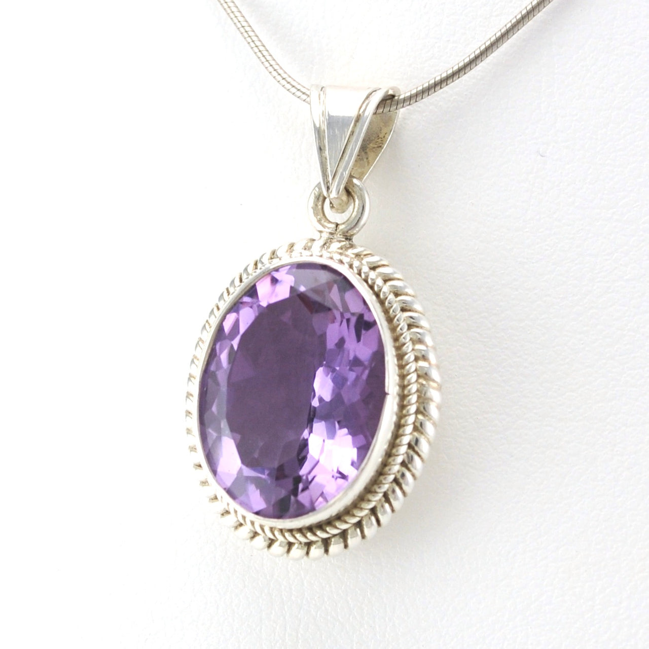 Sterling Silver Amethyst 12x16mm Oval Pendant