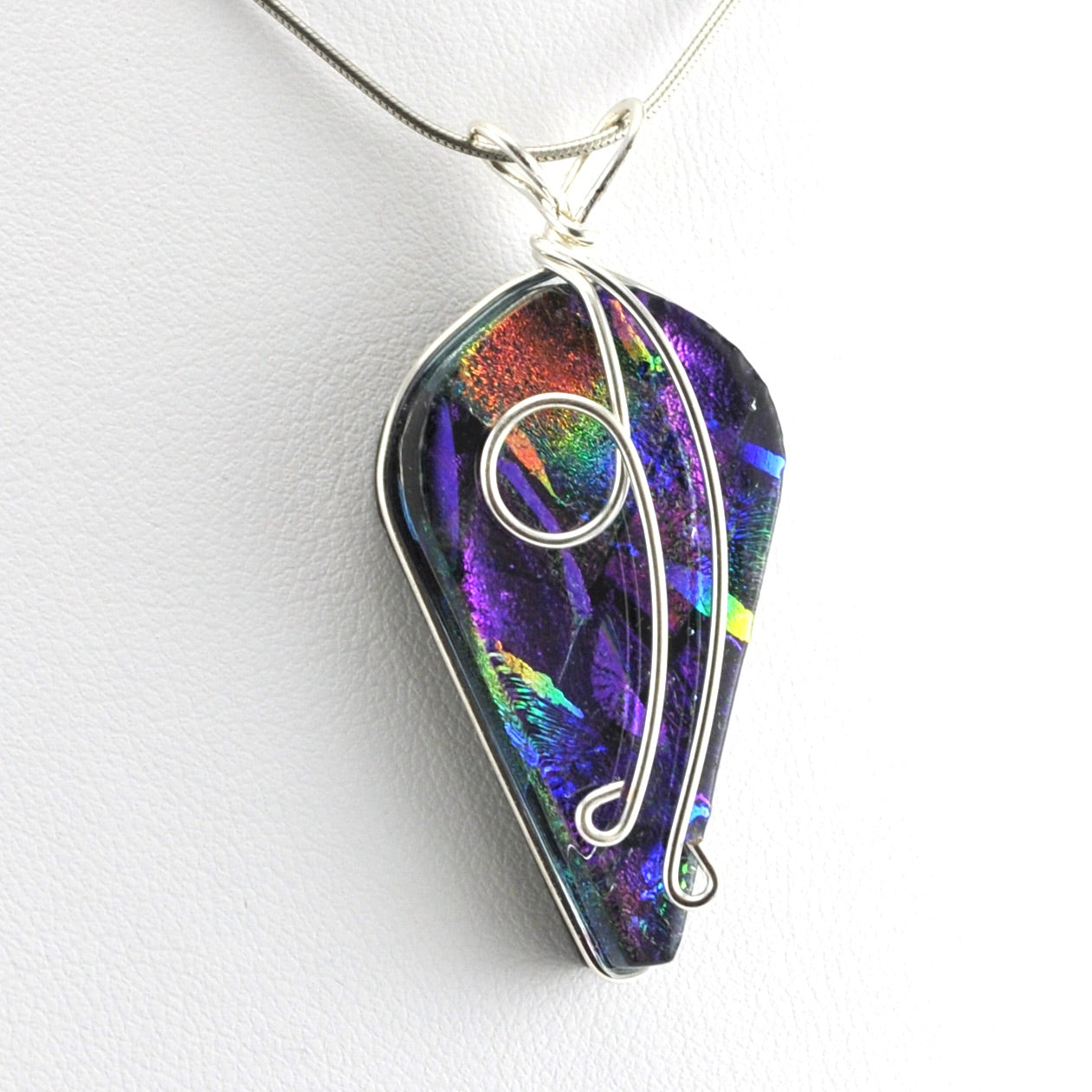 Alt View Dichroic Glass Rainbow Purple Wisteria Pendant