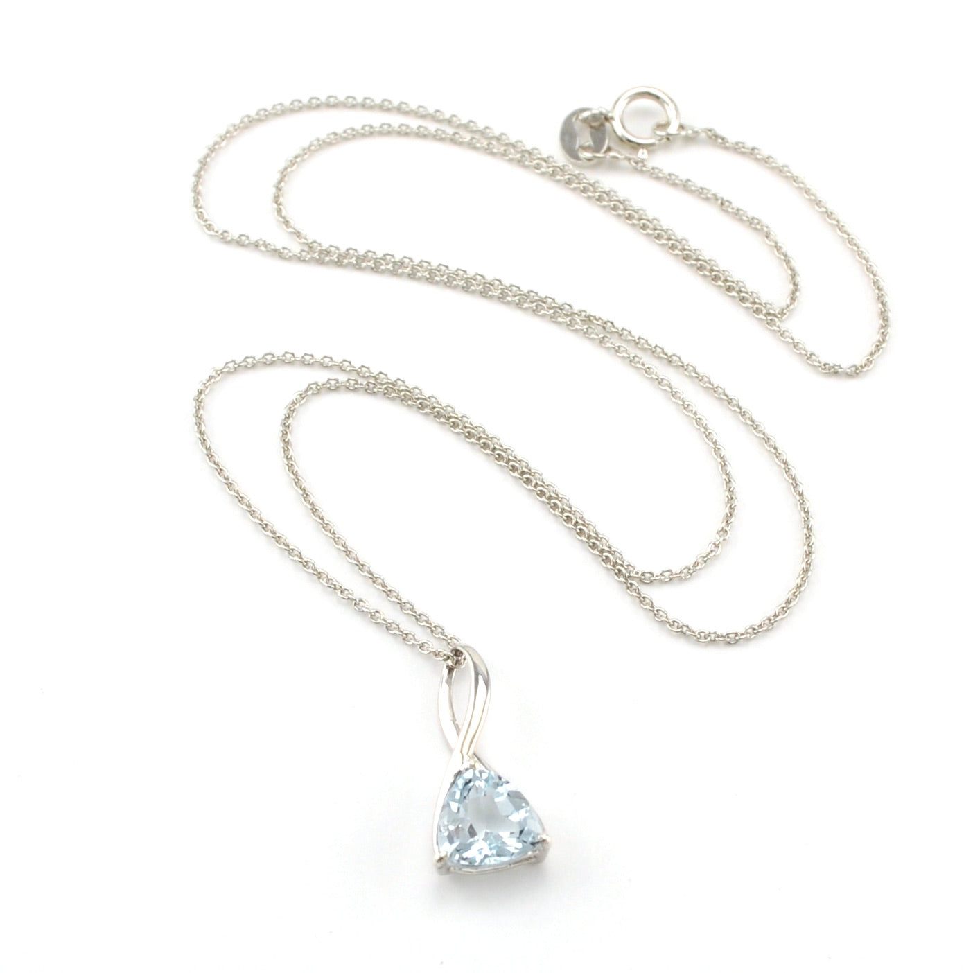 Sterling Silver Aquamarine 1.3ct Trillion Necklace