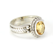 Side View Sterling Silver Citrine 6x8mm Oval Ring