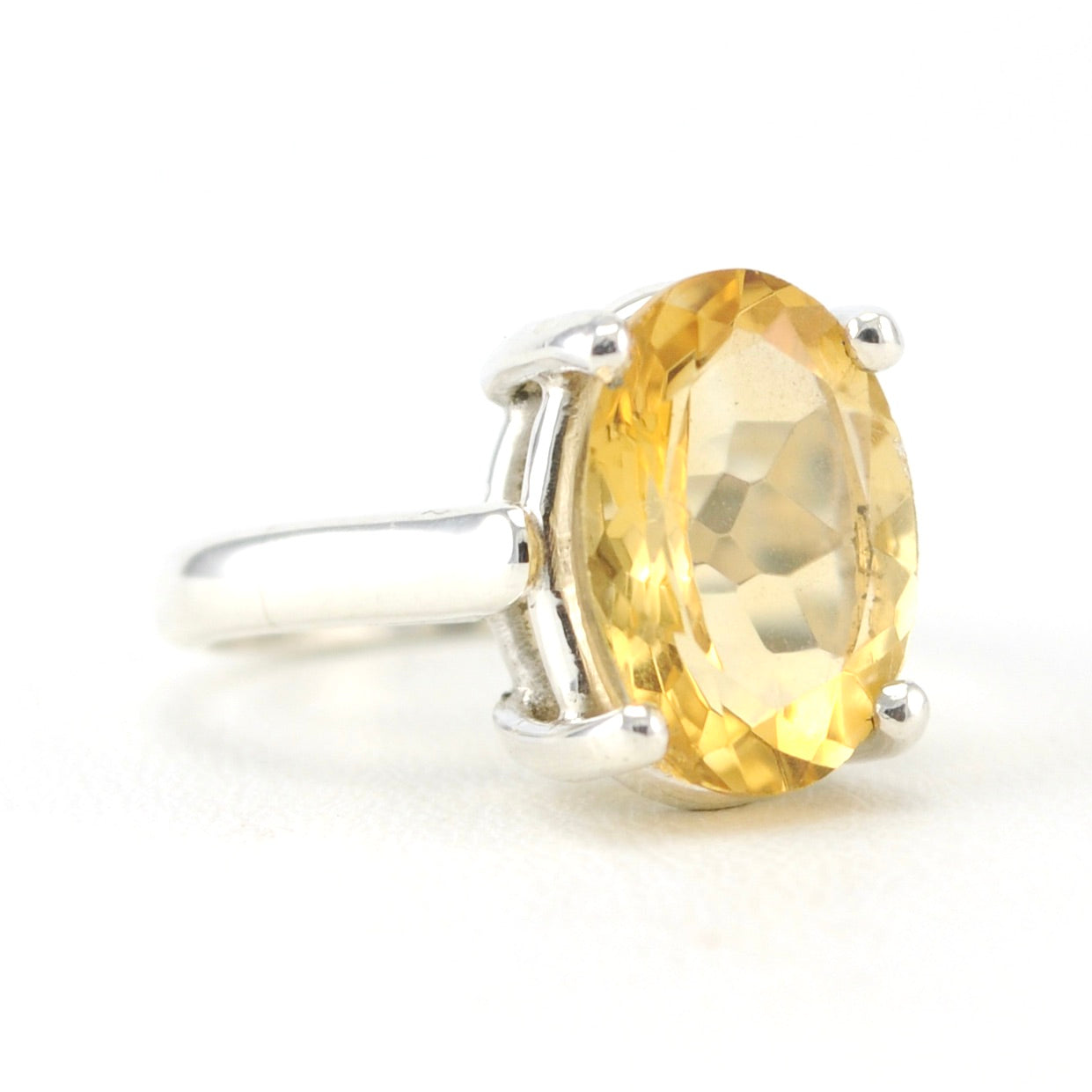 Alt View Sterling Silver Citrine 10x14mm Prong Set Oval Ring