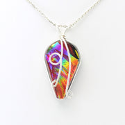 Alt View Dichroic Glass Rainbow Red Small Wisteria Pendant