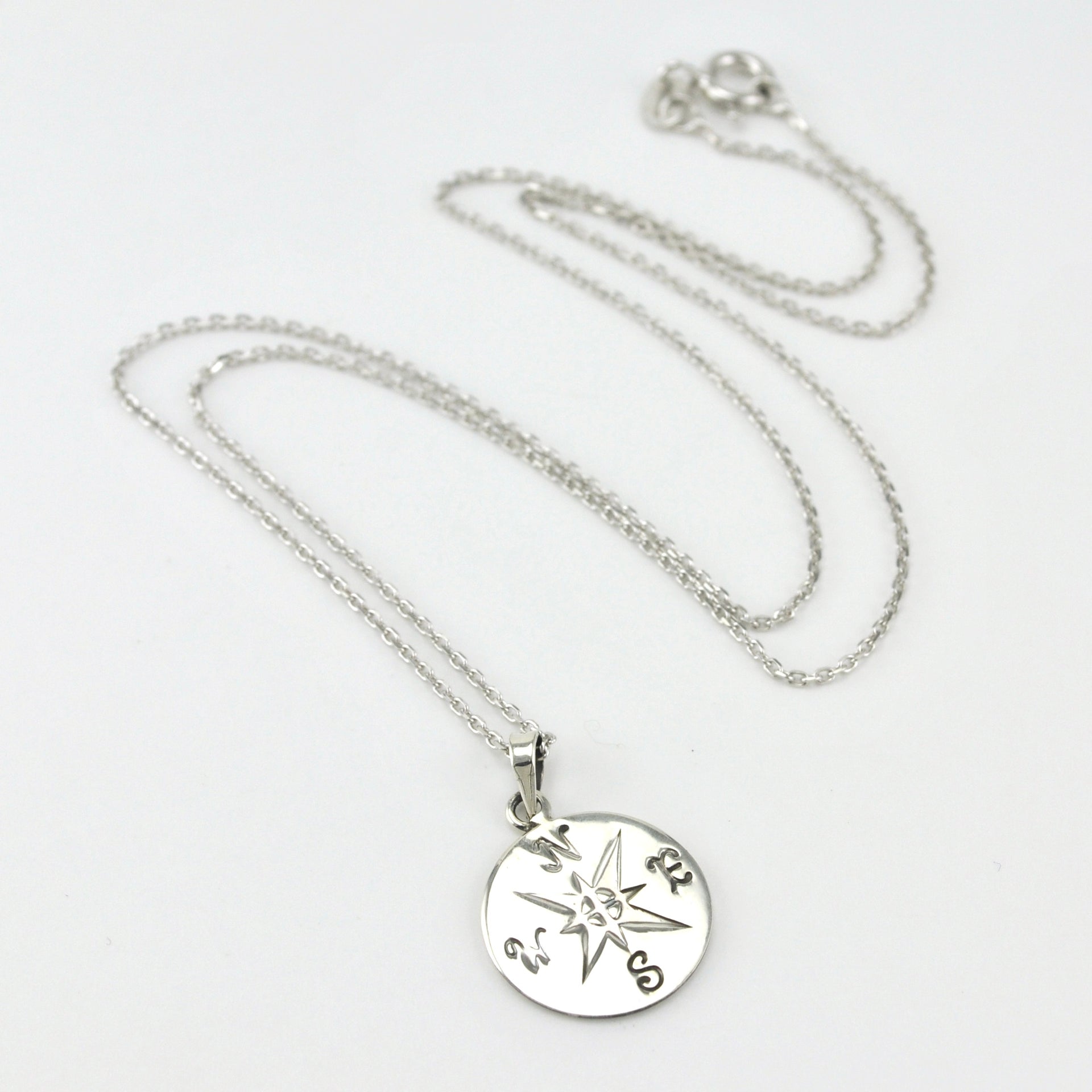 Sterling Silver Compass Necklace