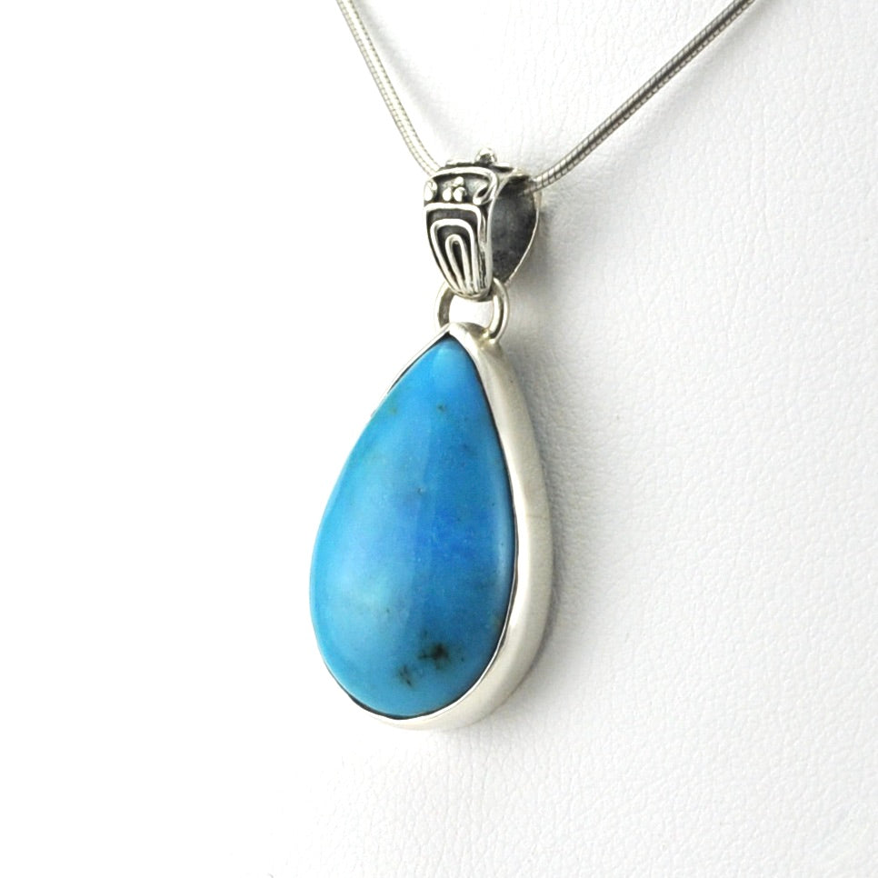 Sterling Silver Arizona Turquoise 18x22mm Tear Pendant