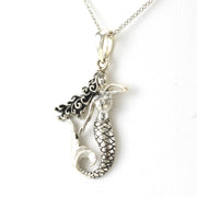 Side View Sterling Silver Mermaid Goddess Necklace