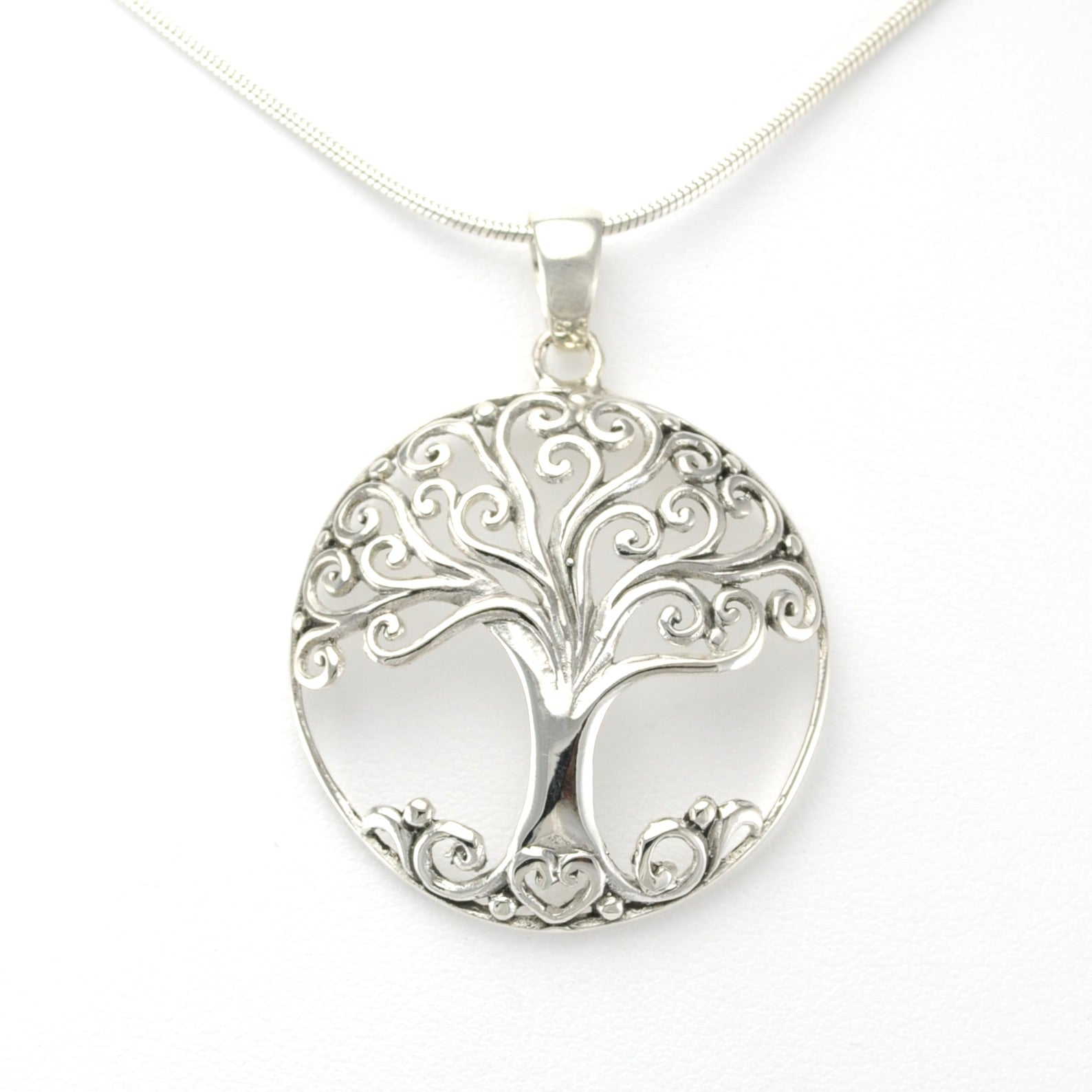 Alt View Sterling Silver Tree Round Large Pendant