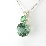 Side View Sterling Silver Green Quartz Green Obsidian Necklace