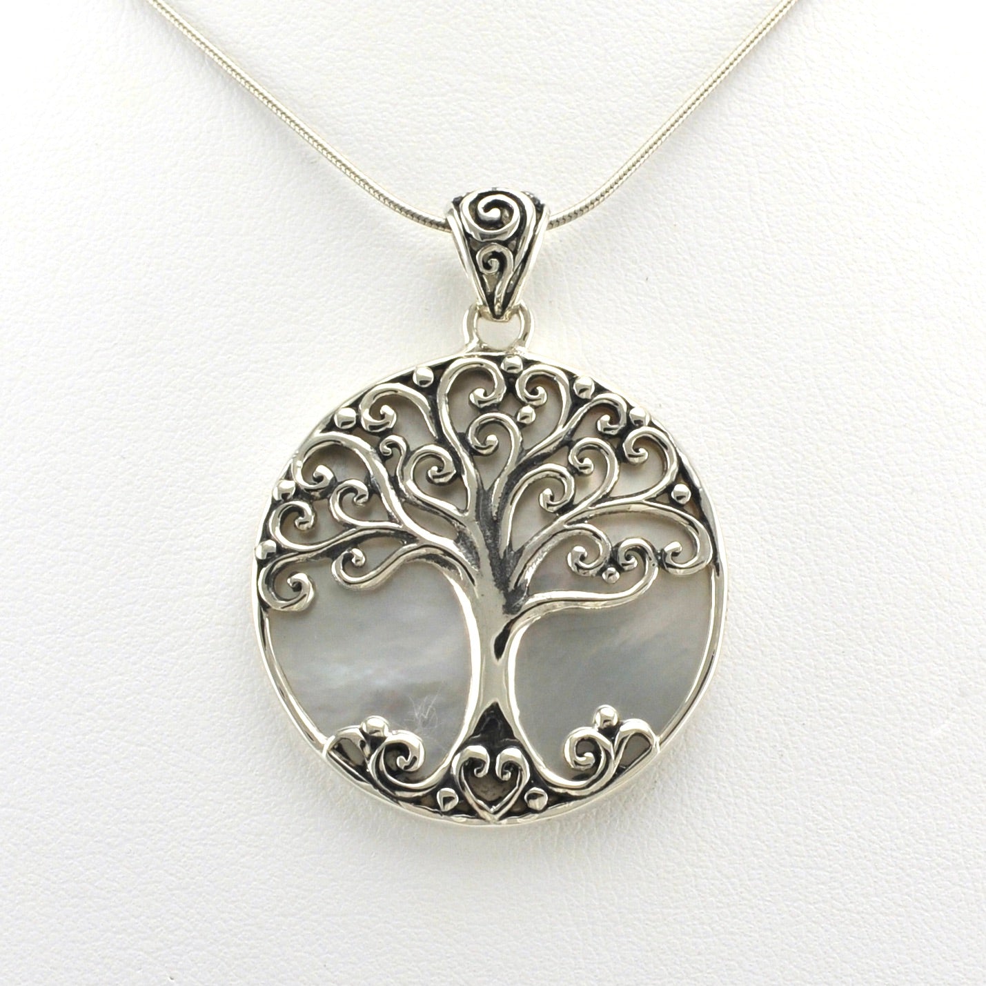 Alt View Sterling Silver Mother of Pearl Tree of Life Pendant