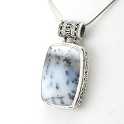 Sterling Silver Dendritic Agate 19x26mm Rectangle Bail Pendant