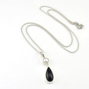Full View Sterling Silver Pearl Black Onyx Tear NecklaceSterling Silver Pearl Black Onyx Tear Necklace