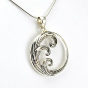 Side View Sterling Silver Wave Pendant