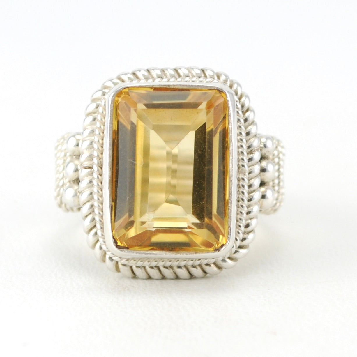 Alt View Sterling Silver Citrine 10x14mm Rectangle Ring