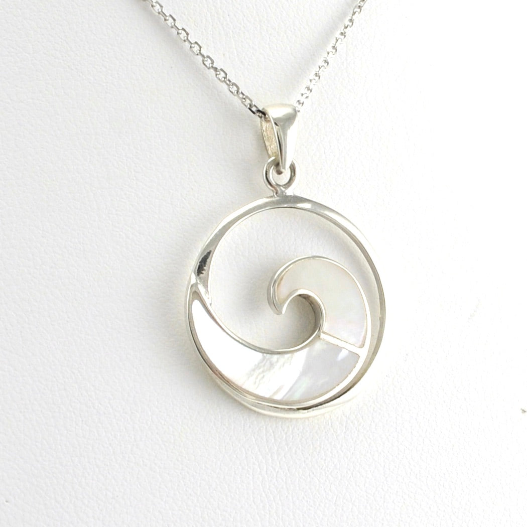 Alt View Sterling Silver Mother of Pearl Wave Necklace