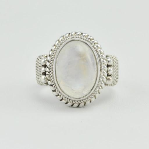Sterling Silver Rainbow Moonstone Oval Ring Size 7