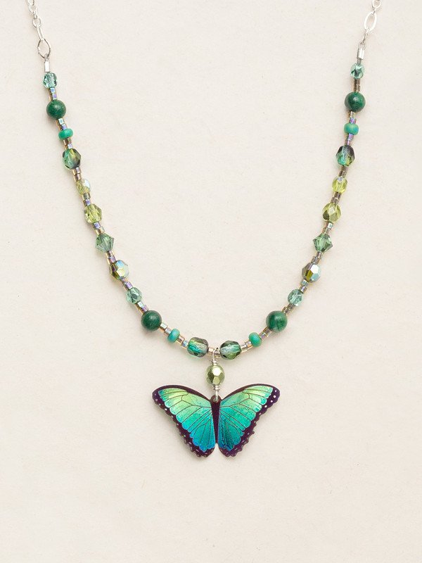 Green Flash Bella Butterfly Beaded Necklace