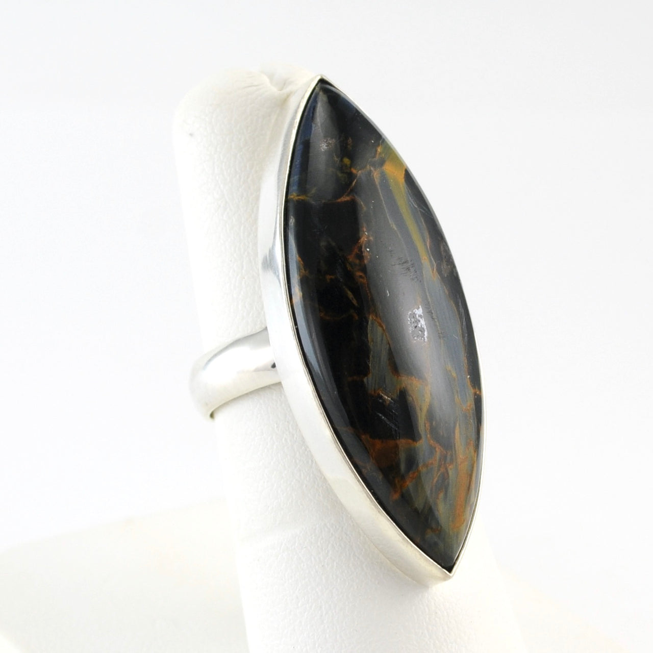 Alt View Sterling Silver Pietersite Marquise Ring