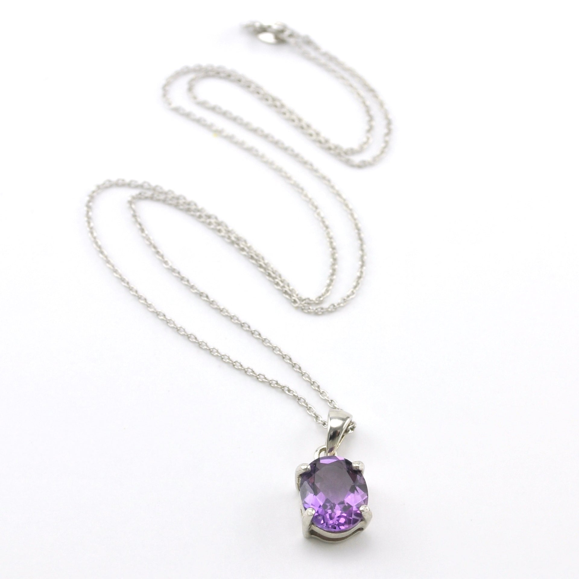 Sterling Silver Amethyst 9x11mm Oval Necklace
