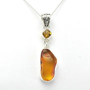 Alt View Sterling Silver Honey Amber with Citrine Necklace