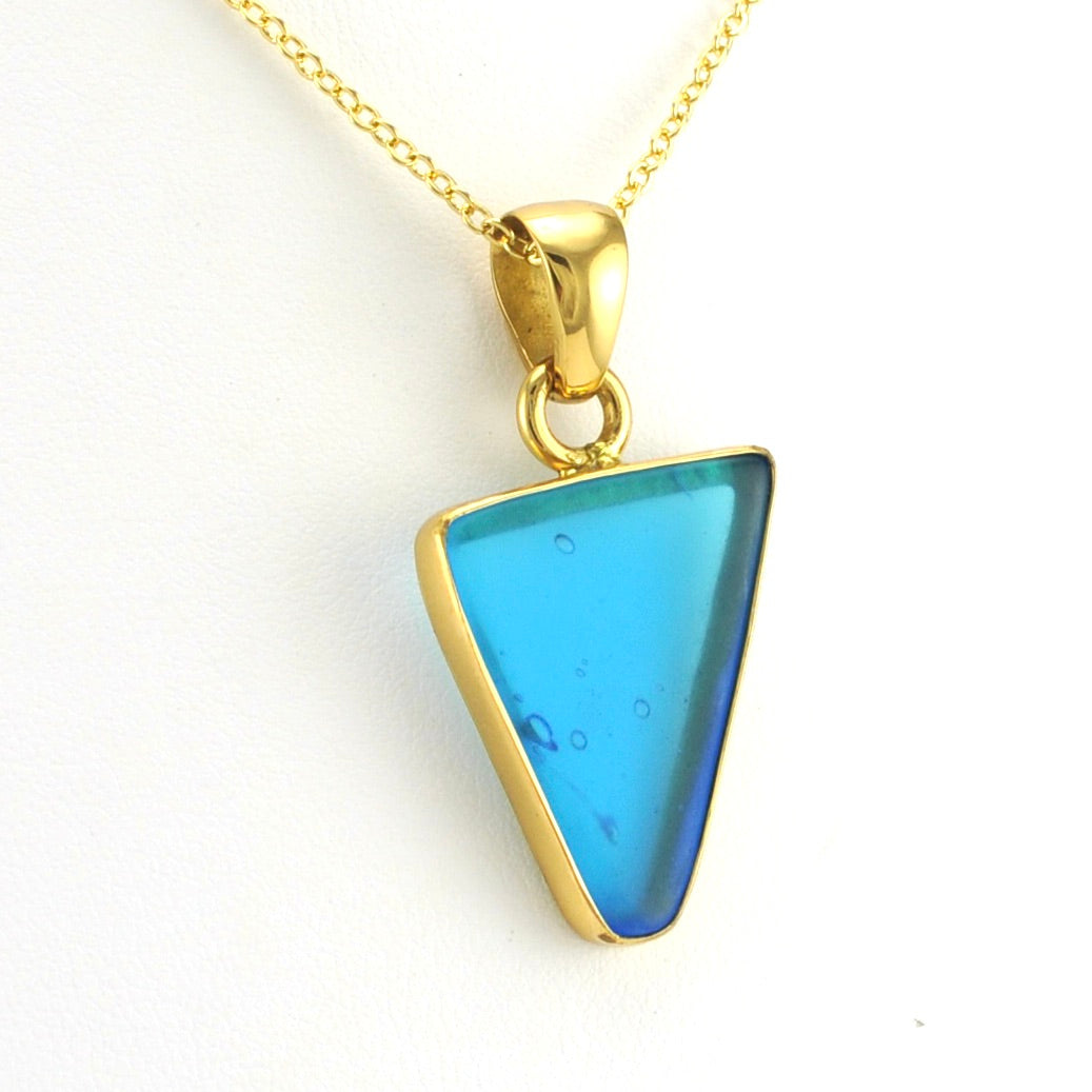 Alt View Alchemía Recycled Glass Turquoise Pendant