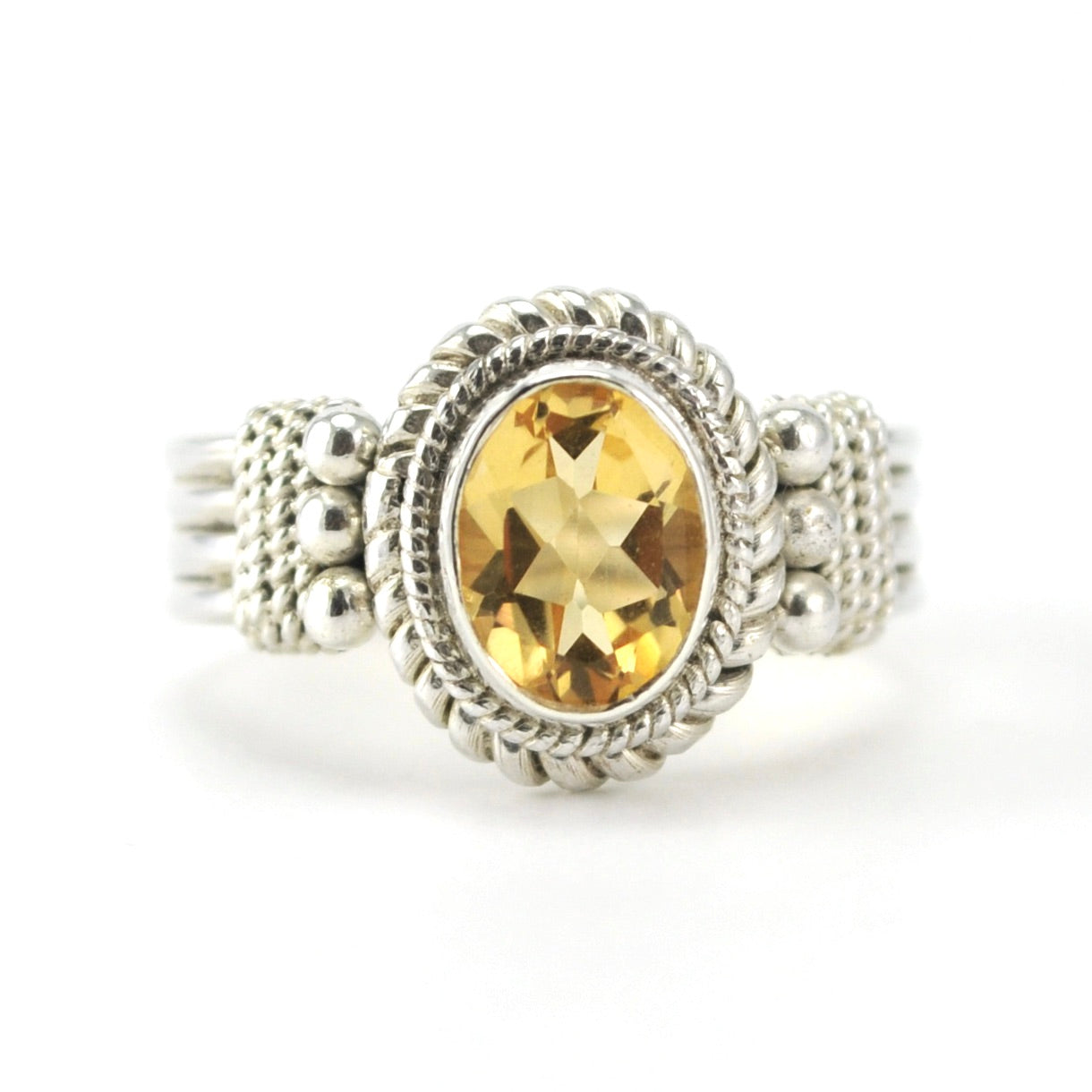Alt View Sterling Silver Citrine 6x8mm Oval Ring