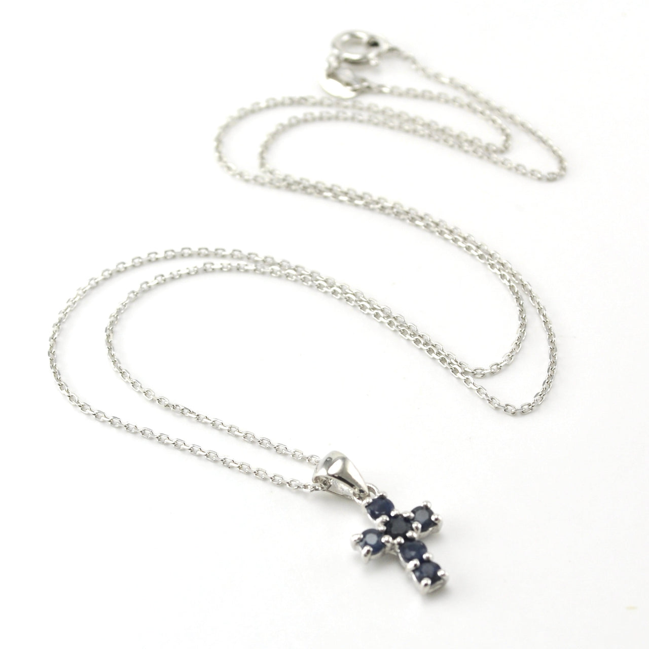 Sterling Silver Sapphire Cross Necklace