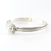 Side View Sterling Silver Pearl Cuff Bracelet