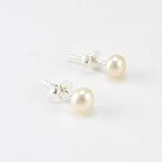 Sterling Silver White Pearl 5mm Post Earrings