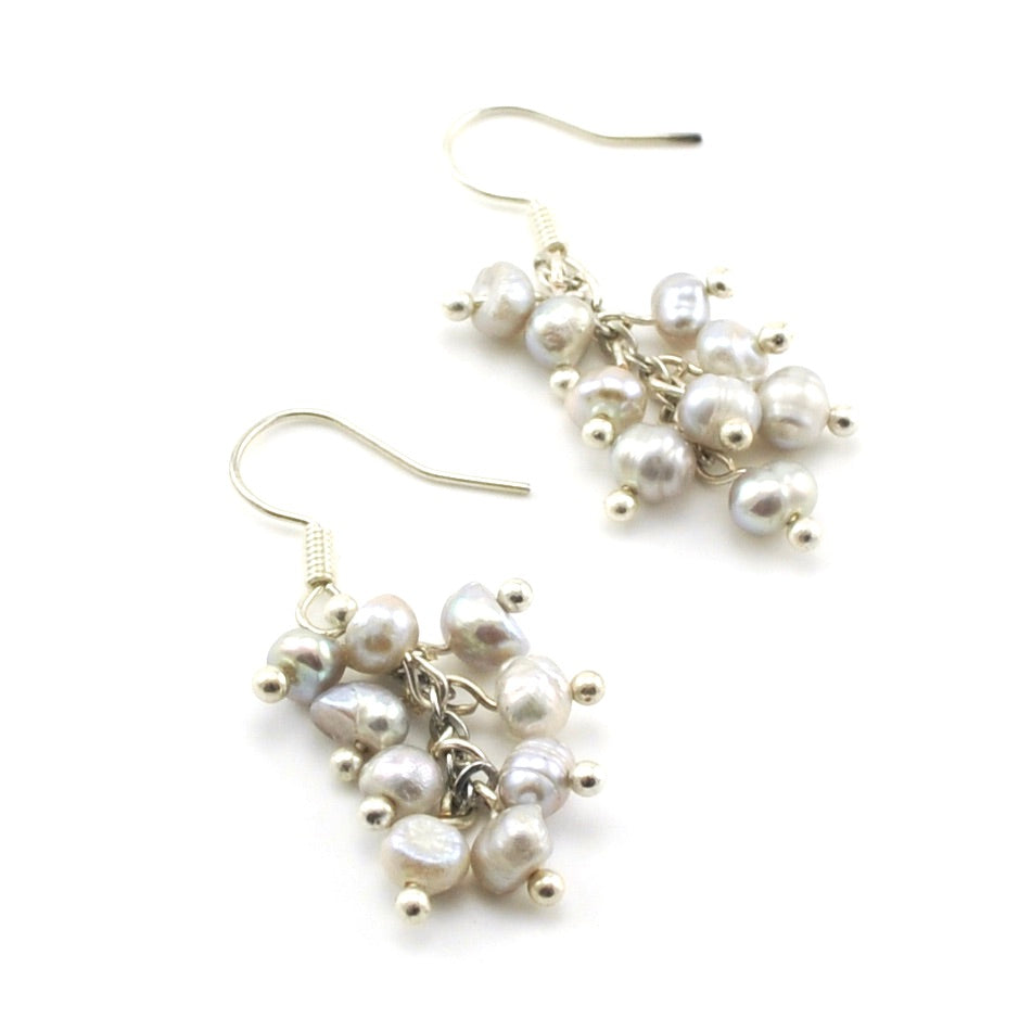 Sterling Silver Pearl Cluster Earring