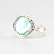 Sterling Silver Roman Glass Square Ring