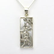 Alt View Sterling Silver Mother of Pearl 3 Dragonfly Rectangle Necklace