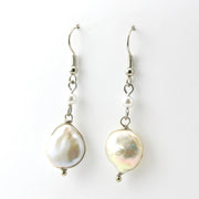 Alt View Coin Pearl Dangle Earrings with Silver