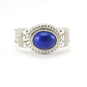 Sterling Silver Lapis 6x8mm Oval Ring