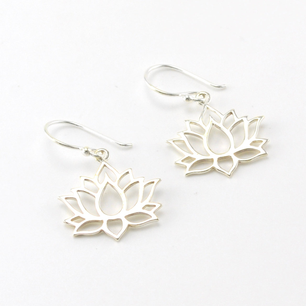 Sterling Silver Lotus Flower Dangle Earrings