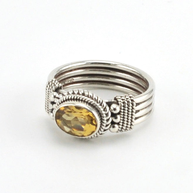 Alt View Sterling Silver Citrine 6x8mm Oval Ring Size 7