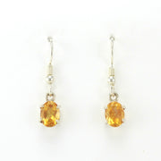 Alt View Sterling Silver Citrine 6x8mm Oval Prong Set Dangle Earrings