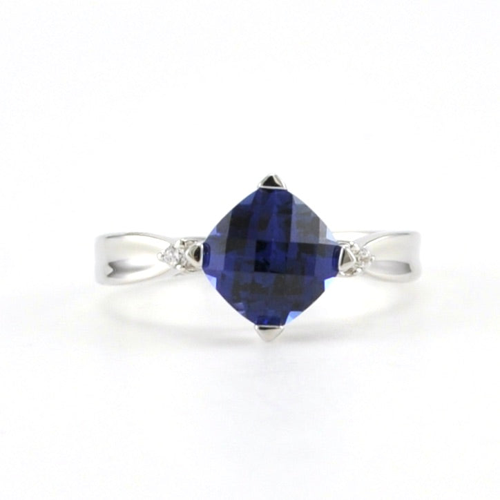 Sterling Silver Created Sapphire 2ct CZ Ring