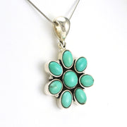 Side View Sterling Silver Turquoise Flower Pendant