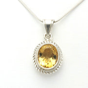 Alt View Sterling Silver Citrine 10x12mm Oval Pendant